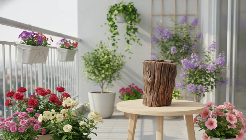 Chậu xi măng giả gỗ lũa &ndash; Ban C&ocirc;ng & S&acirc;n Vườn thu h&uacute;t năng lượng ngo&agrave;i trời