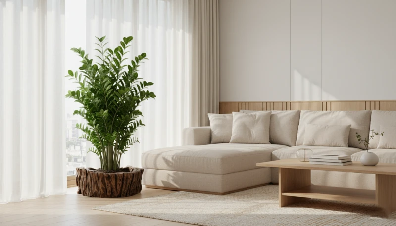 Chậu xi măng giả gỗ lũa &ndash; Ph&ograve;ng Kh&aacute;ch phong thủy