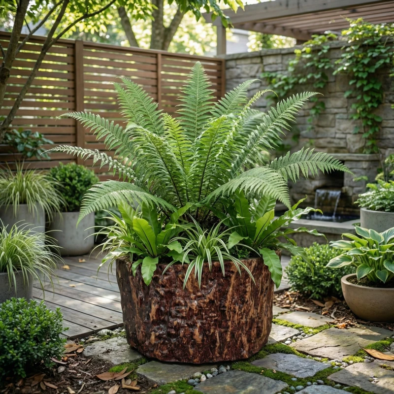 Gợi ý phối cây Dương xỉ xanh mát cùng Chậu Zenpot